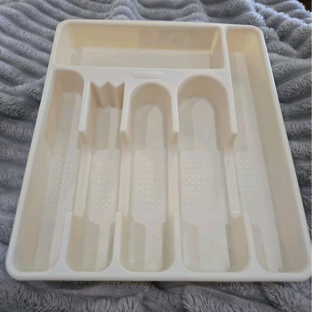 VTG 1994 Rubbermaid Silverware Flatware Utensil Tray Almond Beige 6 Slot #2925